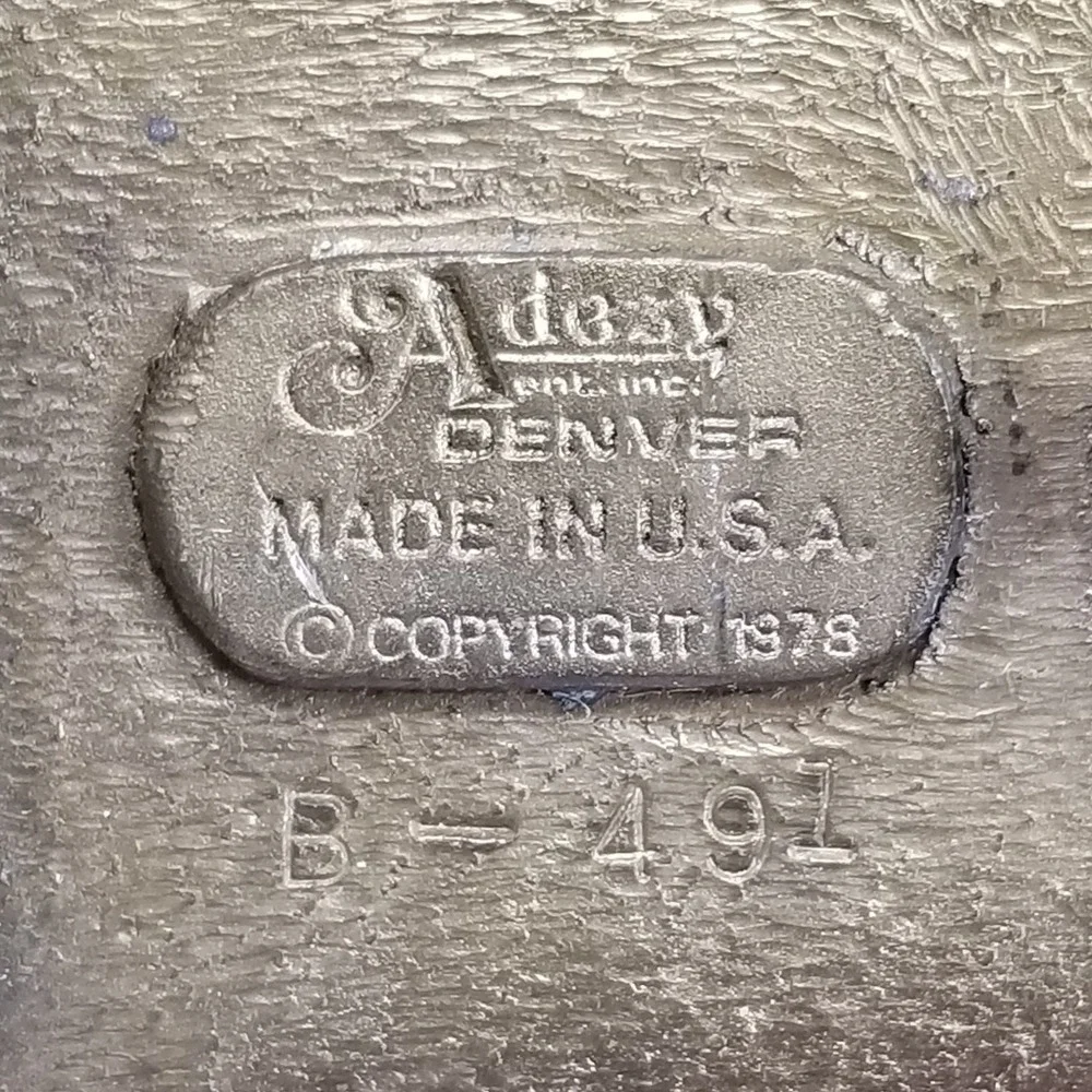 Vintage 1978 Monarch Belt Buckle Adezy Denver Solid Brass Mountain Logo USA Made